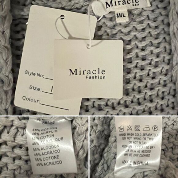 Miracle Relax More Grey Midi Cardigan Tie Chunky Knit M/L - Picture 9 of 13